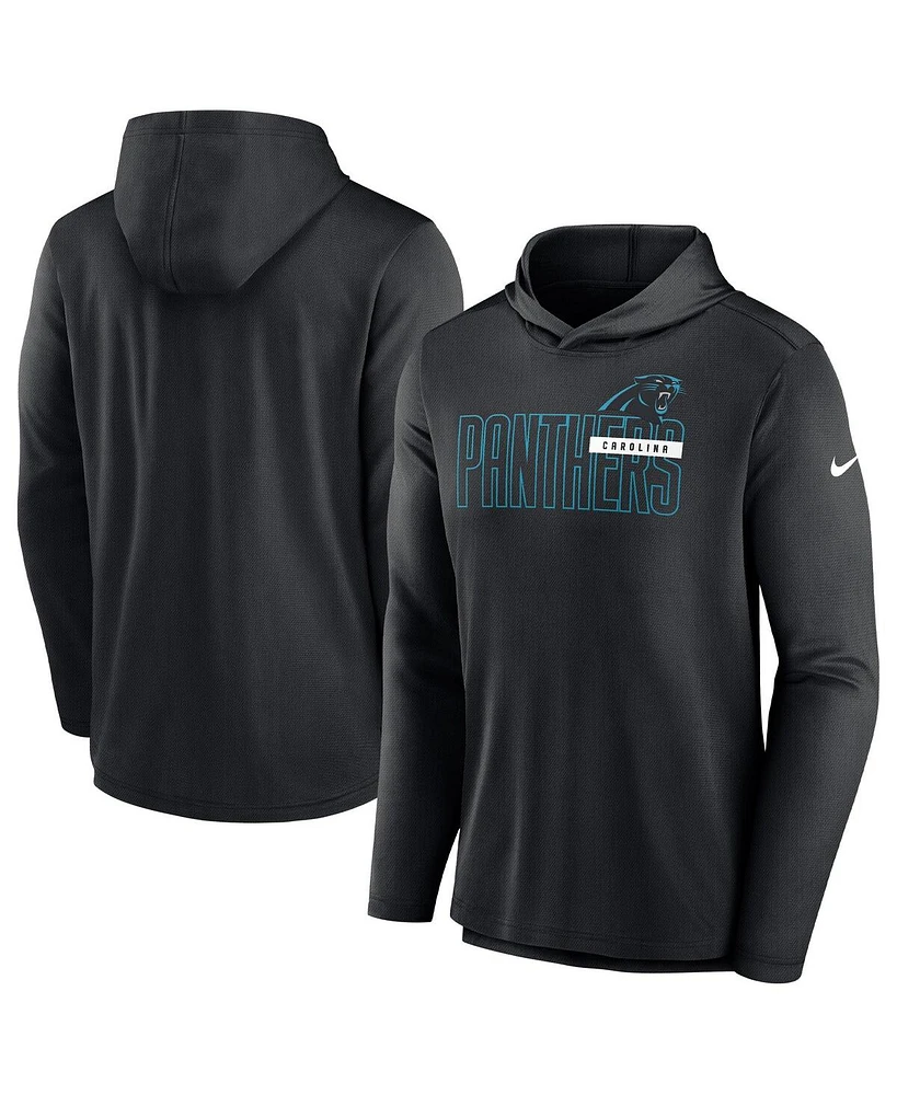 Nike Men's Black Carolina Panthers Lightweight Performance Hooded Long Sleeve T-Shirt