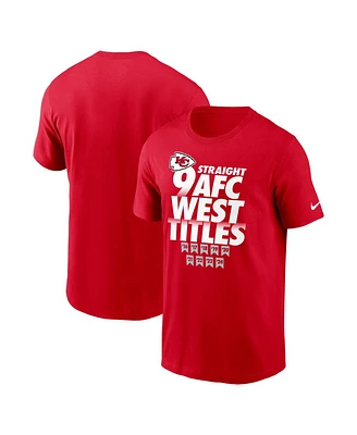 Nike Men's Red Kansas City Chiefs Nine-Straight Afc West Division Champions Our Time Is Now T-Shirt