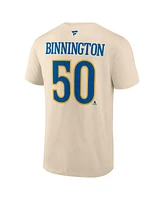 Fanatics Men's Jordan Binnington Cream St. Louis Blues 2025 Nhl Winter Classic Authentic Stack Name Number T-Shirt