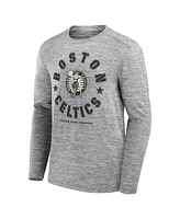 Fanatics Men's Heather Gray Boston Celtics Nba Hoops for Troops Long Sleeve T-Shirt