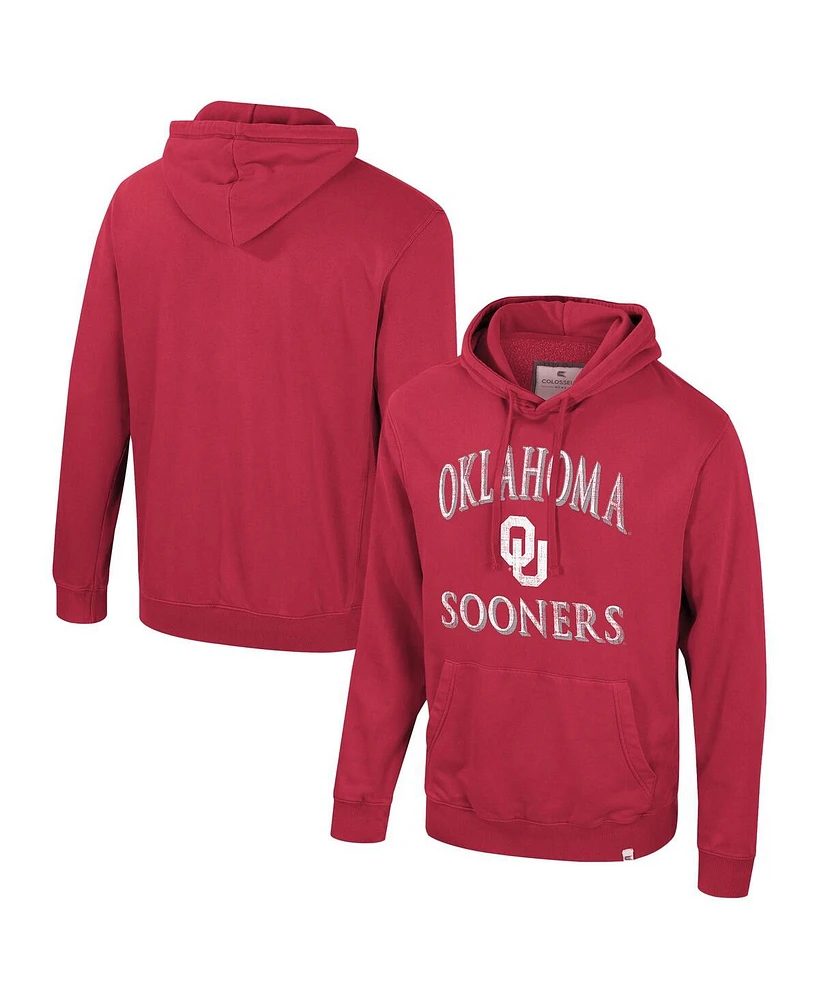 Colosseum Men's Crimson Oklahoma Sooners Big Tall Cap E-Tan Pullover Hoodie