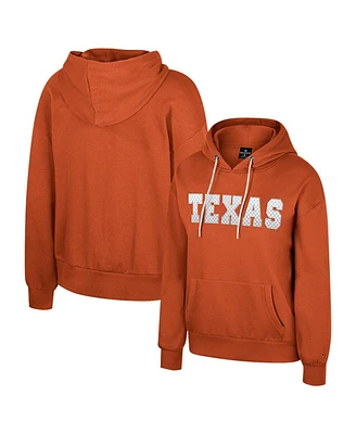 Colosseum Women's Texas Orange Longhorns Reflection Rhinestone Drawcord Pullover Hoodie