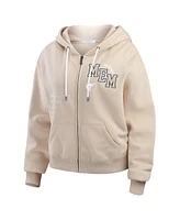 Wear by Erin Andrews Women's Tan Memphis Grizzlies Tonal Felt Patch Full-Zip Hoodie