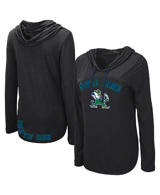 Colosseum Women's Black Notre Dame Fighting Irish My Lover Lightweight Hooded Long Sleeve T-Shirt
