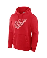 Fanatics Men's Red Detroit Wings Decades Collection Tradition Fleece Pullover Hoodie