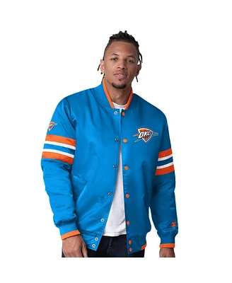 Starter Men's Blue Oklahoma City Thunder Scout Varsity Satin Full-Snap Jacket