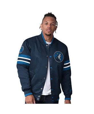 Starter Men's Blue Minnesota Timberwolves Scout Varsity Satin Full-Snap Jacket