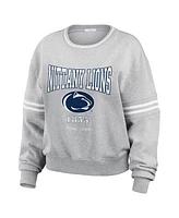 Wear by Erin Andrews Women's Heather Gray Penn State Nittany Lions Classic Stripe Pullover Sweater