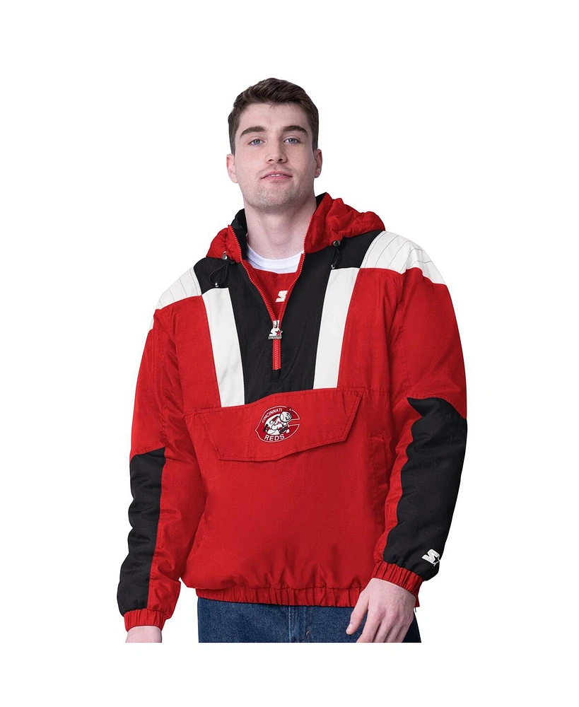 Starter Men's Red Cincinnati Reds Cooperstown Collection Charger Half-Zip Jacket