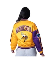 Starter Women's Purple/Gold Minnesota Vikings Zone Blitz Cropped Full-Snap Satin Jacket