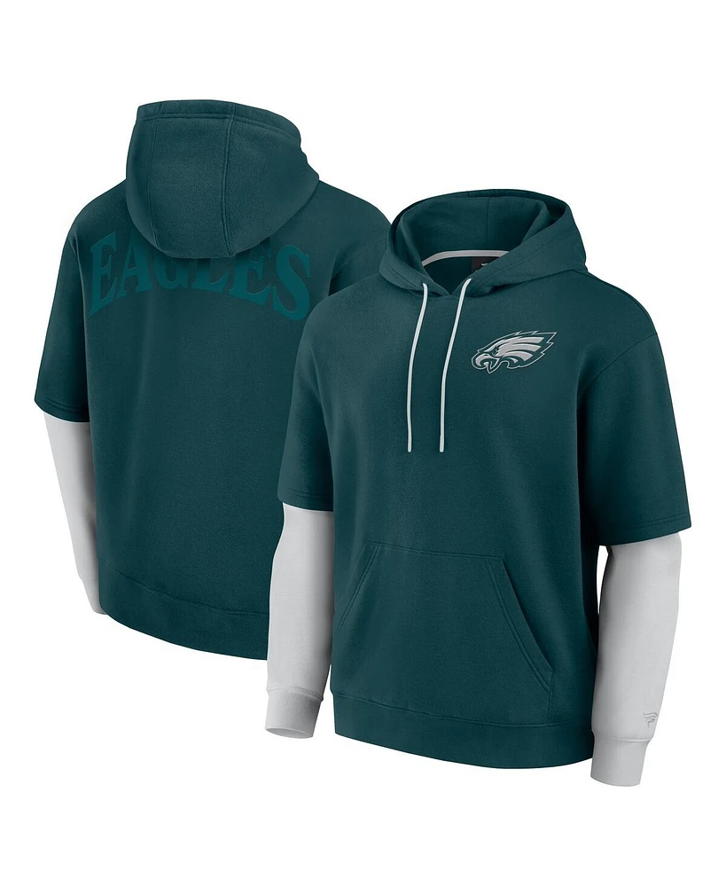 Fanatics Men's and Women's Green Philadelphia Eagles Sleek Elements Pullover Hoodie