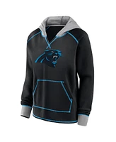 Logo Athletic Women's Black Carolina Panthers Boom Fleece Pullover V-Neck Hoodie