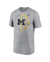 Jordan Men's Heather Gray Michigan Wolverines Legend Basketball Icon Performance T-Shirt