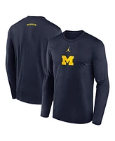 Jordan Men's Navy Michigan Wolverines On-Court Basketball Shootaround Performance Long Sleeve T-Shirt