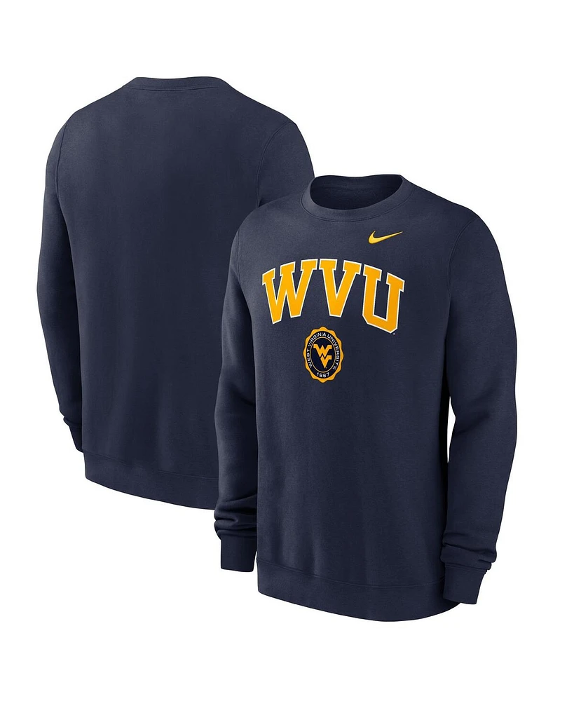 Nike Men's Navy West Virginia Mountaineers Arched Seal Pullover Sweatshirt