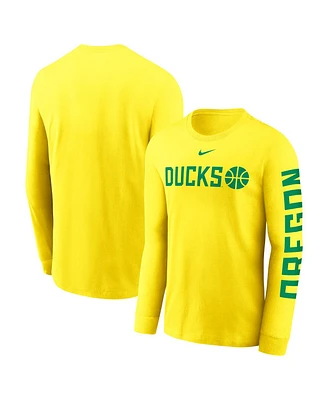 Nike Men's Yellow Oregon Ducks Basketball Icon Two-Hit Long Sleeve T-Shirt