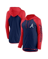 Fanatics Women's Navy/Red Atlanta Braves Script Sleeve Full-Zip Hoodie