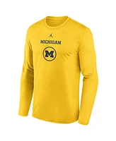 Jordan Men's Maize Michigan Wolverines 2024 On-Court Basketball Practice Legend Performance Long Sleeve T-Shirt