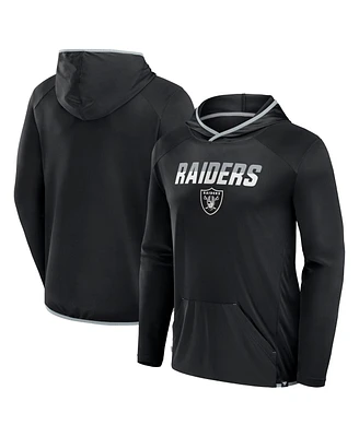 Fanatics Men's Black Las Vegas Raiders Transitional Defender Hoodie Long Sleeve T-Shirt