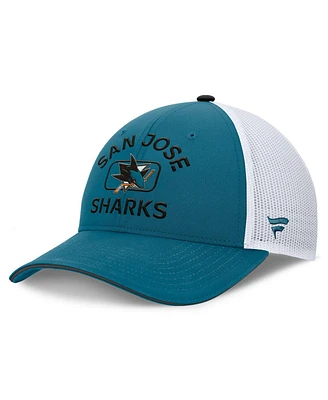 Fanatics Men's Teal/White San Jose Sharks Authentic Pro Rink Trucker Hat