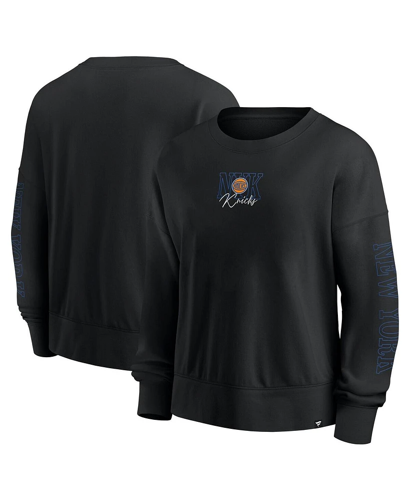 Fanatics Black New York Knicks Oversized Game Day Pullover Sweatshirt