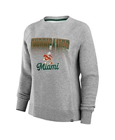 Fanatics Women's Heather Gray Miami Hurricanes Training Camp Hit Hard Fleece Pullover Sweatshirt