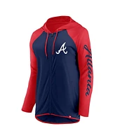 Fanatics Women's Navy/Red Atlanta Braves Script Sleeve Full-Zip Hoodie