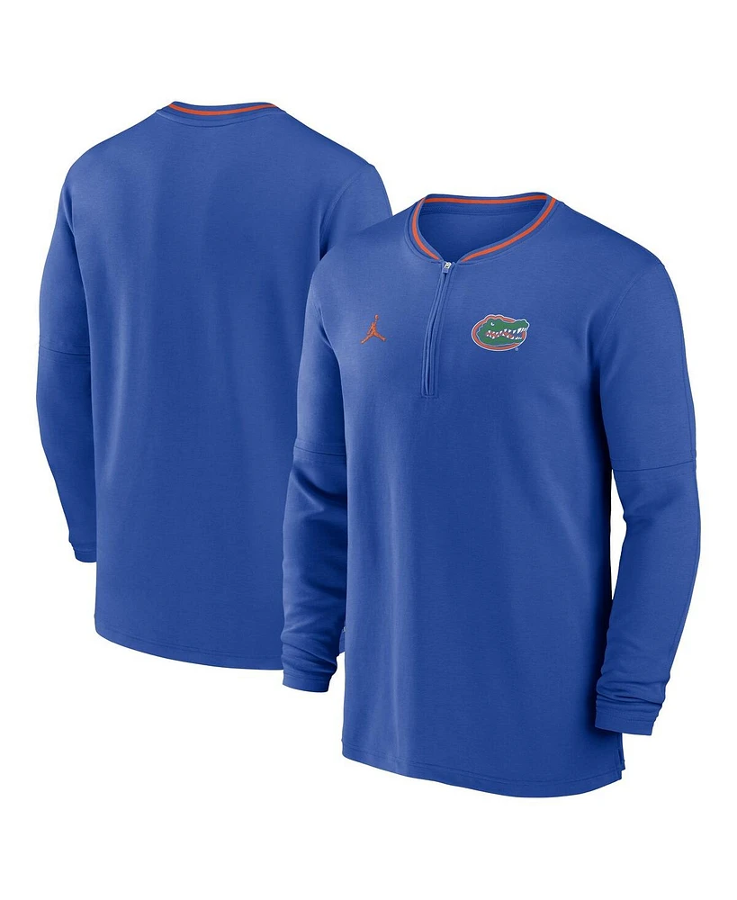 Jordan Men's Royal Florida Gators 2024 Sideline Coach Performance Half-Zip Long Sleeve Top