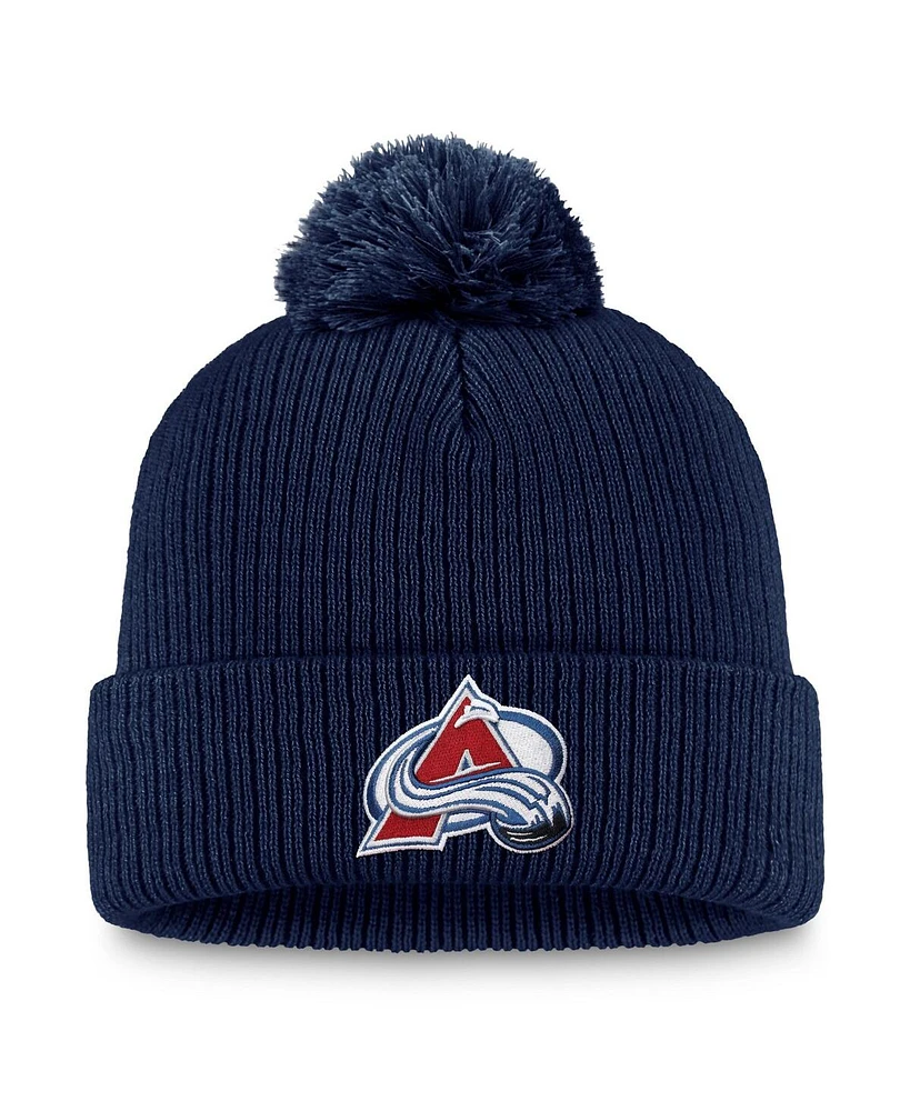 Fanatics Men's Navy Colorado Avalanche Primary Logo Cuffed Knit Hat with Pom