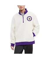 Tommy Hilfiger Men's Cream Minnesota Vikings Jordan Sherpa Quarter-Zip Sweatshirt