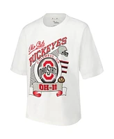 Pressbox Women's White Ohio State Buckeyes Rock Roll Slub T-Shirt