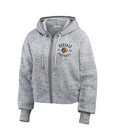 Wear by Erin Andrews Women's Heather Gray Cincinnati Bengals Speckled Fleece Cropped Full-Zip Hoodie