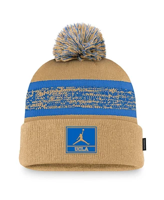 Jordan Men's Khaki Ucla Bruins On-Field Peak Cuffed Knit Hat with Pom