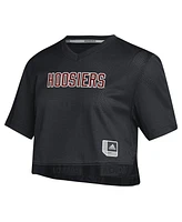 Adidas Women's Black Indiana Hoosiers Primegreen V-Neck Cropped Jersey