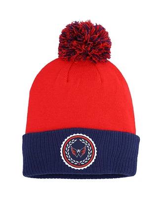 Adidas Women's Red Washington Capitals Laurel Cuffed Knit Hat with Pom