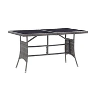 Patio Table Gray 55.1"x31.5"x29.1" Poly Rattan