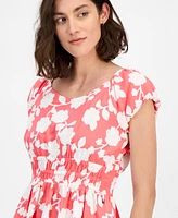Tommy Hilfiger Women's Riviera Floral Bubble-Sleeve Peplum Top