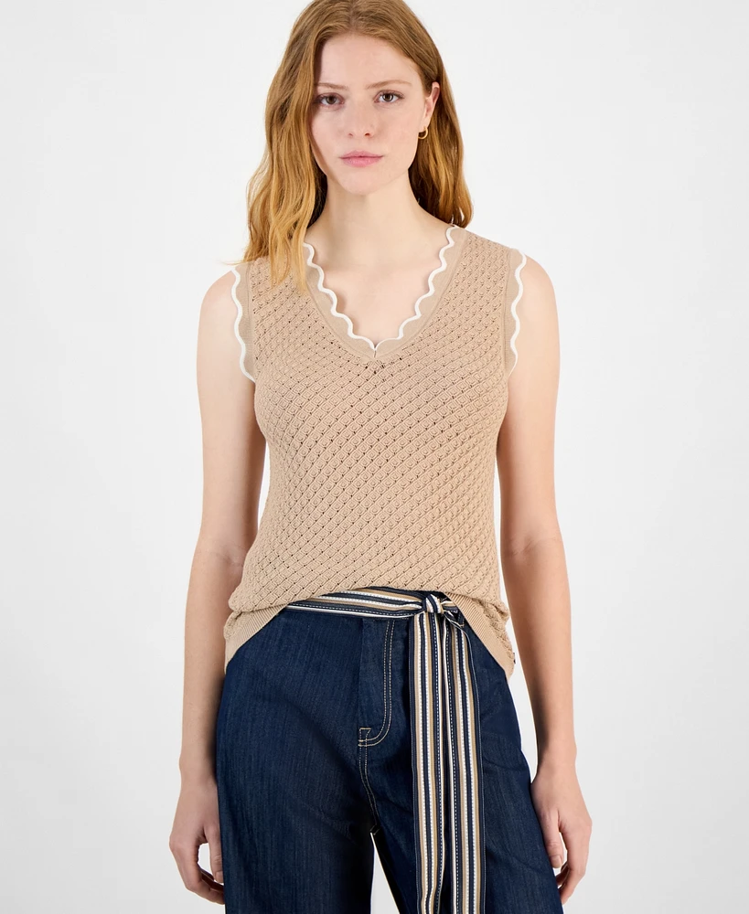 Tommy Hilfiger Women's Scalloped-Edge Pointelle Sweater