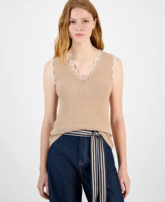 Tommy Hilfiger Women's Scalloped-Edge Pointelle Sweater