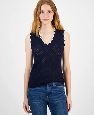 Tommy Hilfiger Women's Scalloped-Edge Pointelle Sweater