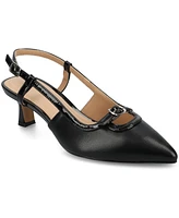 Journee Collection Women's Padma Buckle Slingback Kitten Heel Pumps