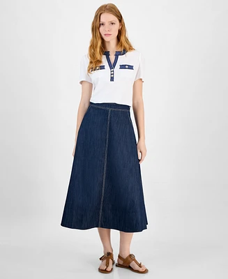 Tommy Hilfiger Women's Denim Midi Circle Skirt