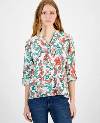 Tommy Hilfiger Women's Floral Split-Neck Top