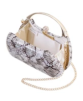 Nina Snake Minaudiere with Crystal Clasp Bag