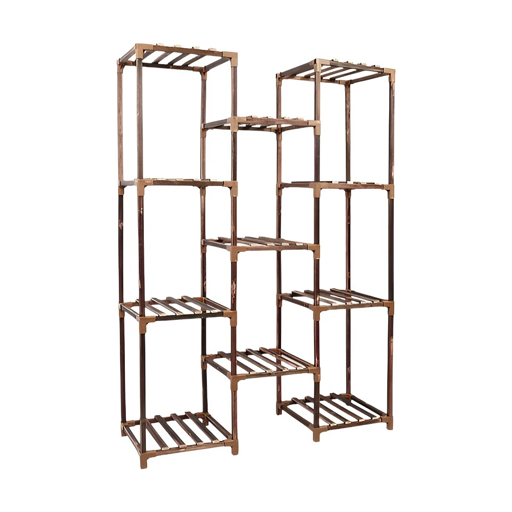Multi-tier Wooden Plant Stand 11 Potted Flower Display Shelf Rack Vase Holder for Patio Balcony Garden