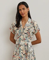Lauren Ralph Women's Print Belted Crepe Camp Shirtdress, Regular & Petite