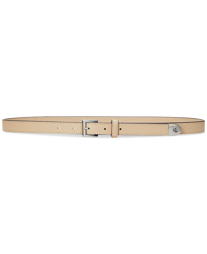 Lauren Ralph Women's Pebbled Leather Skinny Belt