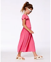 Deux par Toddler Girls Bi-Material Pleated Wide Leg Jumpsuit Candy Pink - Toddler|Child