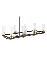 Gregory 39 1/4" Mid Century Modern Chandelier Ceiling Light Fixture Dining Room Over Table Kitchen Island Foyer Hanging Linear 8-Light Black Gold Fini