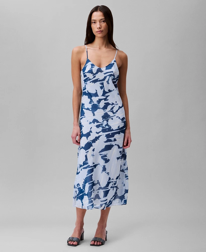 Calvin Klein Women's Printed Chiffon Slip Dress